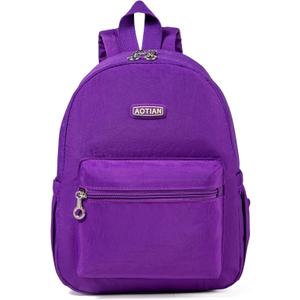AOTIAN Mini Lightweight 11.8 Inch Backpack Durable Travel Hiking Women and Girls Small Daypack, 7 Liters Dark Violet Purple