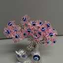 YU FENG 7.4'' Turkish Blue Evil Eye Tree Feng Shui Owl Decorative Showpiece for Protection, Good Luck & Prosperity (Pink Flowers) - Christmas Decor