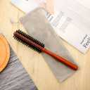 Patelai 2 Pcs Boar Bristle Round Brush Small Round Hair Brush Styling Roller Brush Anti Static Quiff Mini Comb with Wooden Handle for Blow Drying Straightening Curling Wet Thin or Short Hair