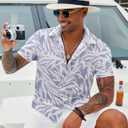 COOFANDY Mens Hawaiian Shirt Short Sleeve Button Down Shirt Tropical Summer Beach Shirt (White, S)