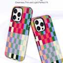 Jusy Compatible with MagSafe Checkerboard Phone Case for iPhone 15, Cute Aesthetic Checkered Magnetic Soft TPU and Hard PC Protective Phone Cover for Women Girls（Shiny） - Colorful
