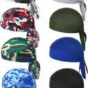 Foaincore 8 Pack Do Rag Skull Caps for Men Sweat Wicking Doo Rags Cooling Helmet Liner Cycling Motorcycle Bandana (Army Green)