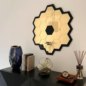 Unique Astronomy Gift: 30cm JWST Golden Mirror Wall Decor - James Webb Space Telescope Primary Mirror Replica, Perfect Science Gift for Stargazers, Modern Living Room Art Piece
