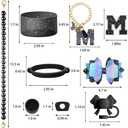Hpebl 9PCS Black for Stanley Cup Accessories Set Bling Initials Bow Charms for Stanley Decorations 30/40 Oz Tumbler Accessories Including Bow Straw Topper, Handle Strap, Spill StopperLetter M