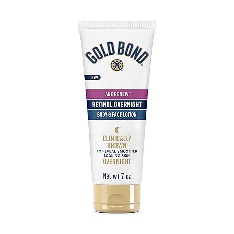 Gold Bond Age Renew Retinol Overnight Body & Face Lotion, Retinol Face and Body Lotion with Peptide Complex, 7 oz