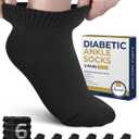 Pembrook Diabetic Ankle Socks for Men and Women - 6 Pairs Low Cut Seamless | Diabetic Socks for Men (Large)
