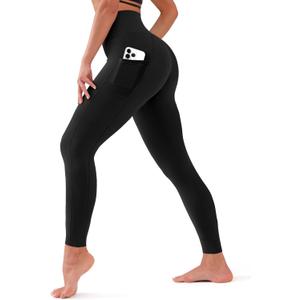 Bluemaple High Waisted Leggings for Women - Tummy Control Pants Non See Through Workout Soft Yoga Pants for Running Plus Size (Large-X-Large, 04-pockets Black)