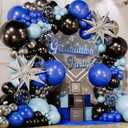 2 x ALL-IN-1 Blue and Black Balloons Arch Kit with BONUS Starbursts Small & Large Silver Black Blue balloons Light, Navy, Royal Blues & Blacks Party Decorations for Baby, Graduation, Birthday, Gaming