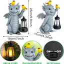 ILLUMINEW Solar Dragon Garden Statue with Lantern and Birds Resin Dinosaur Figurine with LED Light for Yard, Outdoor Decor, Gifts for Mom, Women (Dragon)