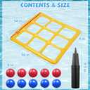 TicTac Shot Pool Toys Games Set- Tic-Tac-Toe Inflatable Pool Toy with 10 Balls - for Adults Teens Kids 2-10 Players