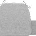 AAAAAcessories D-Shaped Chair Cushions, 2" Thick Dining Chair Pads with Ties and Removable, Machine-Washable Cover, 17" x 16", Set of 4, Light Gray (4 Count(Pack of 1))