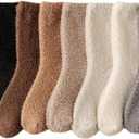 Kelabia Women Fuzzy Socks Warm Fluffy Soft Japanese Thick Slipper Cute Aesthetic Fleece Long Socks (One Size, 7 Pair)