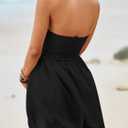 Wenrine Women's Sexy Strapless Summer Mini Dress Sleeveless Smocked A Lined Bubble Wedding Club Party Dress (S)