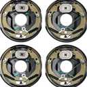 VEVOR Electric Trailer Brake Assembly, 10" x 2-1/4", 2 Pairs Self-Adjusting Electric Brakes Kit for 3500 lbs Axle, 4-Hole Mounting, Backing Plates for Brake System Part Replacement (2 Right + 2 Left)