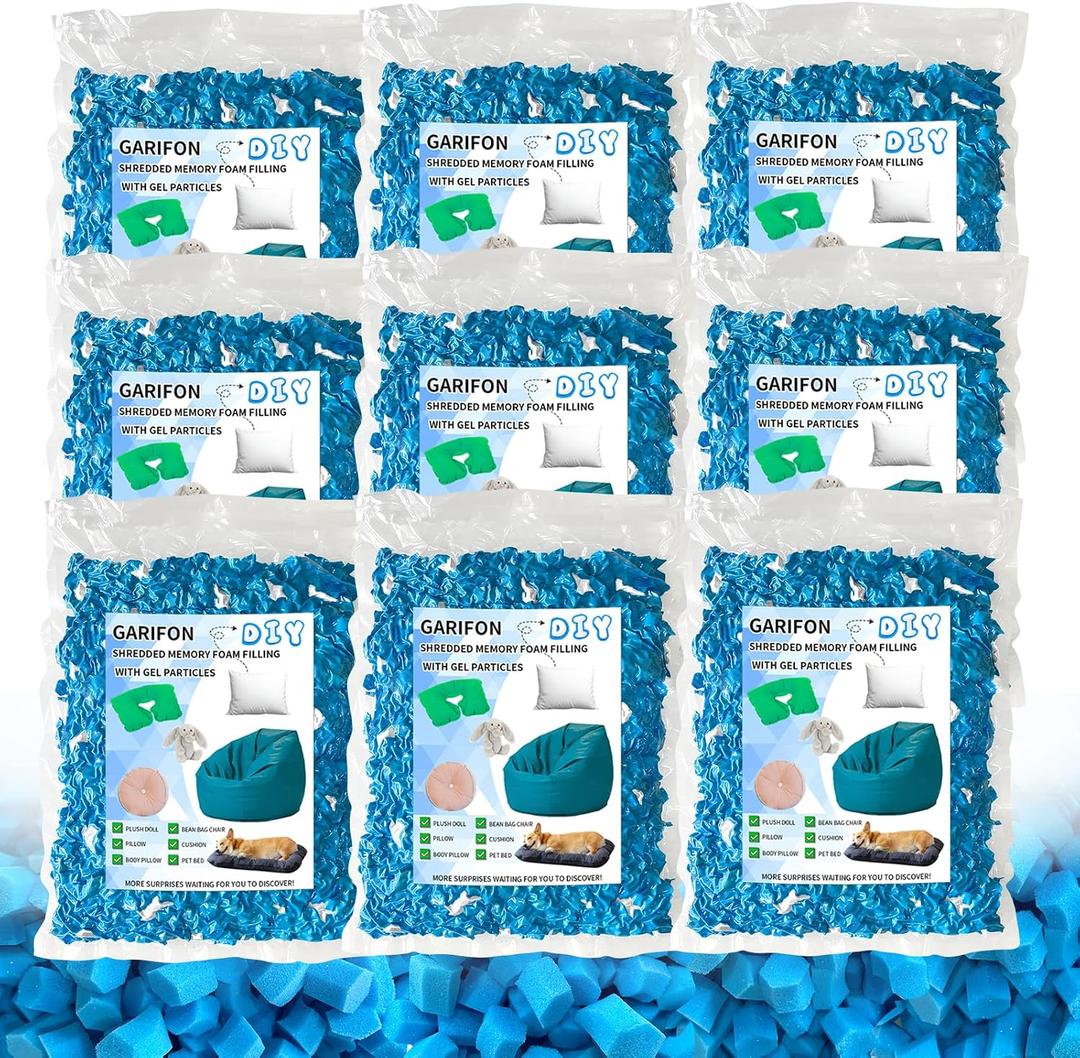 45lbs Bean Bag Filler, Pillow Filler Stuffing, Bean Bag Filling, Shredded Memory Foam Filling, Punching Bag Filler, Foam Refill for Pouf/Ottoman Stuffing/Boxing Bag(Electric Blue & White), 45.0 Pounds