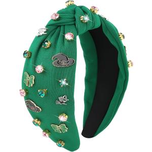 YARIEW Witch Headbands for Women Knotted Headband with Crown Magic Wand Witch Theme Birthday Party