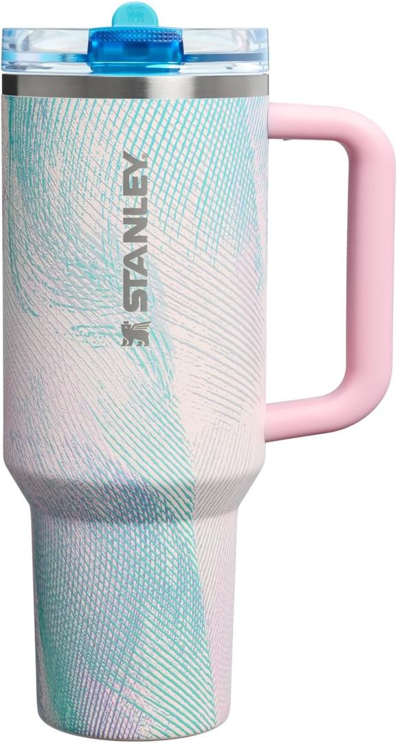 STANLEY Quencher ProTour Flip Straw Tumbler with Leakproof Lid 40 oz | Built-In Straw & Handle | Cupholder Compatible for Travel | Insulated Stainless Steel Cup | BPA-Free | Sea Glass Plume