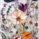 LUHOURI for iPhone 17 Case,Wireless Charging Compatible,Dual-Layer - Soft Silicone Inner + Hard Outer Shell,Cute Wildflower Design,Protective Phone Cover for Women - Marble Pressed Flowers