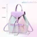 I IHAYNER Leather Drawstring Backpack for Women Stylish Color-Blocked Printed Design Durable Functional Backpack for Travel Purple