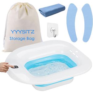 Electric Sitz Bath, Sitz Bath for Hemorrhoids, Sitz Bath for Postpartum Care, Toilet Seat Tub for Women Men, Sitz Baths Salts Bowl, Sits Bath Soak Pan, Hip Bath Basin, Collapsible, Blue
