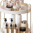 Onlysky Bathroom Counter Organizer,Make Organizer for Vanity, Wood Perfume Skincare Oraganziers, Gold Bathroom Accessories