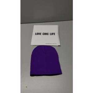 Rosoz Reversible Unisex Knitted Winter Beanie Skull Cuffed Warm Soft Hat for Men and Women Ski Watch Cap (Black/Deep Purple)