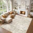 8x10 Area Rugs Living Room: Washable Non Slip Soft Abstract Beige Rugs for Bedroom Dining Deor, Low Pile Stain Resistant Indoor Carpet for Farmhouse Nursery Office Kid & Pet Friendly
