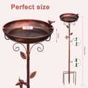Metal Bird Bath for Outside with 2 Bird Decor, Hummingbird on Pole & Sparrow on Bowl, 38.5 Inch Height Garden Birdbath, 12 Inch Antique Bronze Freestanding Birdfeeder Bath for Yard Patio