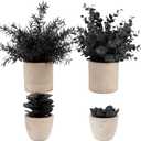 ALAGIRLS 4 Packs Fake Plants Small Artificial Plants Indoor Black Eucalyptus Rosemary Succulents Plants Potted Faux Plants for Home Indoor Office Bathroom Living Room Decor