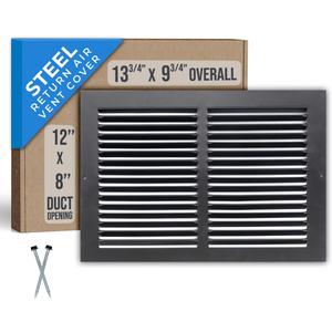 Fits 12x8 Duct Opening | Steel Return Air Grille by Handua | Vent Cover Grill for Sidewall and Ceiling | Black | HVAC Cold Air Intake Grille | Outer Dimensions: 13.75"W X 9.75"
