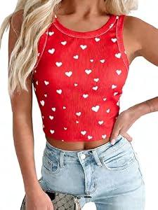 Women Crop Tank Top Vintage 80s 90s Graphic Tee Disco 80s Theme Party Outfit Red