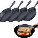 Bruntmor Cast Iron Frying Pan Set of 4-6x4 Inch Black Pre-Seasoned Skillets with Heat-Resistant Silicone - Mini Cast Iron Skillet Set for Stovetop, Oven, and Grill
