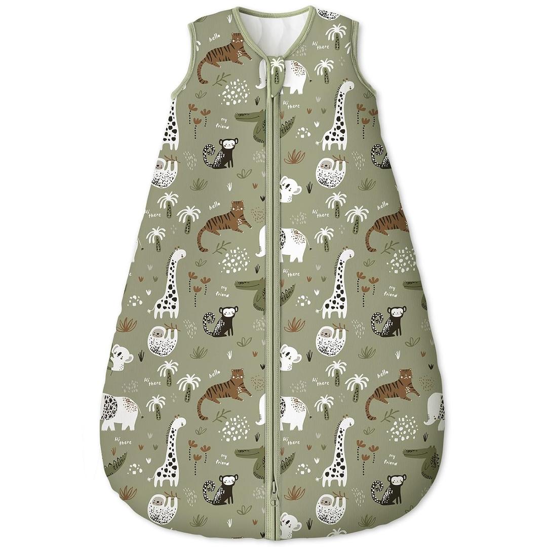 Yoofoss Baby Sleep Sack 18-24 Months, TOG 2.5 Baby Wearable Blanket with 2-Way Zipper, 100% Organic Cotton Fabric Winter Newborn Sleeping Sack, Warm Soft Comfy(X-Large) (Green Jungle)
