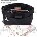 Time Wing Handbag Tote Purse Organizer Insert Bag Liner Shaper Divider Zipper 11 Pockets Compartments Small Black