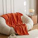 Simple&Opulence Burnt Orange Throw Blanket for Couch-Super Soft Blankets 50x70 Inches Cozy Lightweight Flannel Fleece Blanket for Home DecorGeogrid Pattern