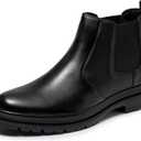 OKKO Mens Chelsea Dress Boots, Genuine Leather Classic Comfortable Casual Slip On Ankle Boot for Men (10.5, Black(002)