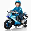 Kid Trax 6V Glow Electric Toddler Kids Motorcycle - Toddler Bike, Indoor/Outdoor Toys, Durable, LED Headlights and Body Light, Realistc Sounds, Kids Ride On Toys, Max Weight 65lbs, Ages 3+, Blue, Medium