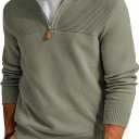 PJ PAUL JONES Men's Quarter Zip Sweater Slim Fit Casual Pullover Sweater Mock Neck Polo Sweaters (Large, Army Green)