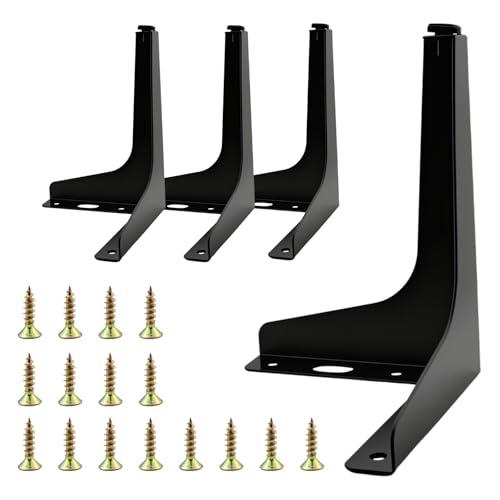 10 Pcs 6 Inch Metal Furniture Legs, Modern Black Triangle Sofa Replacement Feet with Screws for Couch Cabinet Bed Ottoman Chairs, Heavy Duty Steel DIY Foot with Floor Protection Pads, Easy to Install