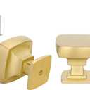 Haliwu 5 Pack Cabinet Knobs Gold Dresser Drawer Knobs, Brushed Gold Pulls Square Kitchen Cabinet Hardware Knobs