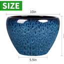 Deep Dream 10 Inch Plant Pot- Ceramic Planter Pot Round Plant Pots for Indoor Plants Outdoor Large Flower Pot with Drainage Holes, Blue
