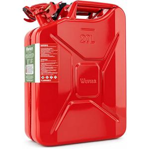 Wavian USA Authentic NATO Jerry Can and Spout System - Rust-Proof, EPA & CARB Compliant, Red, 20 Litre, Metal Gas Can 5 Gallon