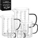 LIBWYS Glass Measuring Cup Set Of 5, 1000 Ml (32 Oz), 500 Ml (16 Oz), 350 Ml (12 Oz), 2x75 Ml (2.5 Oz) With Anti-slip Silicone Pad, Heat-Resistant Borosilicate Glass Liquid Measuring Cup