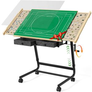 CODACE Puzzle Table with Drawers - 1500 Pieces Jigsaw Puzzles Table for Adults, Hand-Cranked Height-Adjustable Puzzle Tables with Leg, Tilting Puzzle Board with 6 Tray and Cover, Present for Puzzlers