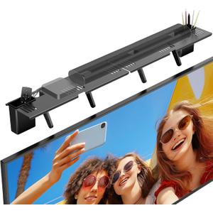 Soundbar Mount, No Drilling Steel TV Top Shelf with Storage Boxes, Sound bar Mount up to 15 lbs, Universal Sound Bar TV Mount Bracket, Soundbar Mount Above TVs Compatible with Samsung, Sony (33.8")