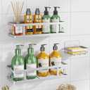 Adhesive Shower Caddy, 3 Pack Shower Shelves with Soap Holder and 12 Hooks, Rustproof No Drilling Bathroom Organizer and Storage, Silver