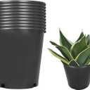 findmall 1/2/3/5/7/10/15 Gallon Pots for Plants, 2 Gallon Premium Nursery Plastic Planter Flower Herb Vegetable Garden Grow Pots with Drainage Holes for Outdoor and Indoor Use, Black, 10 Pack