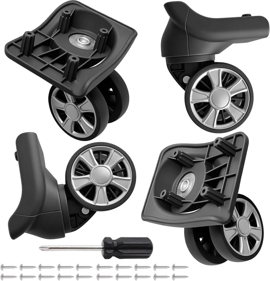 Luggage Wheels Replacement 4 Pack Heavy-Duty Suitcase Casters with 4 Screw Holes,360 Smooth Rolling Spinner Wheels for Luggage Repair(FW073)