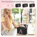 Initial Makeup Bag for Women, Travel Makeup Bag Small Cosmetic Bag, Birthday Gifts for Girls and Women, Teen Girls Gifts Trendy Stuff, Personalized Gifts for Grandkids Teacher Friends Bride Bridesmaid