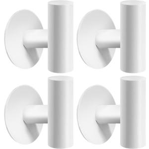 Adhesive Towel Hooks, Chrome SUS 304 Stainless Steel Heavy Duty Waterproof Wall Hooks, Self Adhesive Coat Robe Hooks for Bathrooms Kitchen Wall Mounted (White, 4 Pcs)